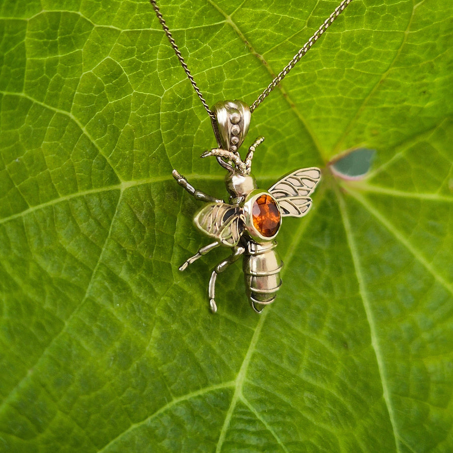 Gold Bee Necklace - 14k Yellow Gold Pendant and Chain