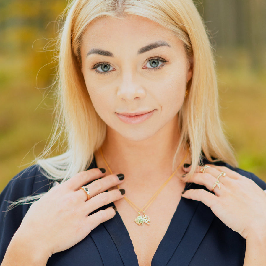 9ct Yellow Gold Tree of Life Pendant Necklace for Minimalist Layering, Gift for Her