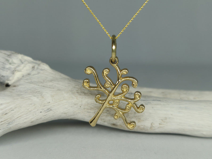 9ct Yellow Gold Tree of Life Pendant Necklace for Minimalist Layering, Gift for Her