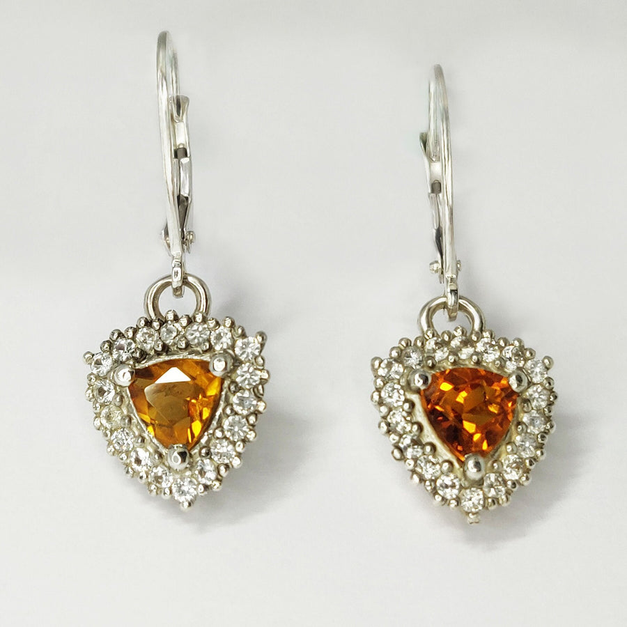 Ethical Argentium Sterling Silver Citrine and Sapphire Cluster Earrings