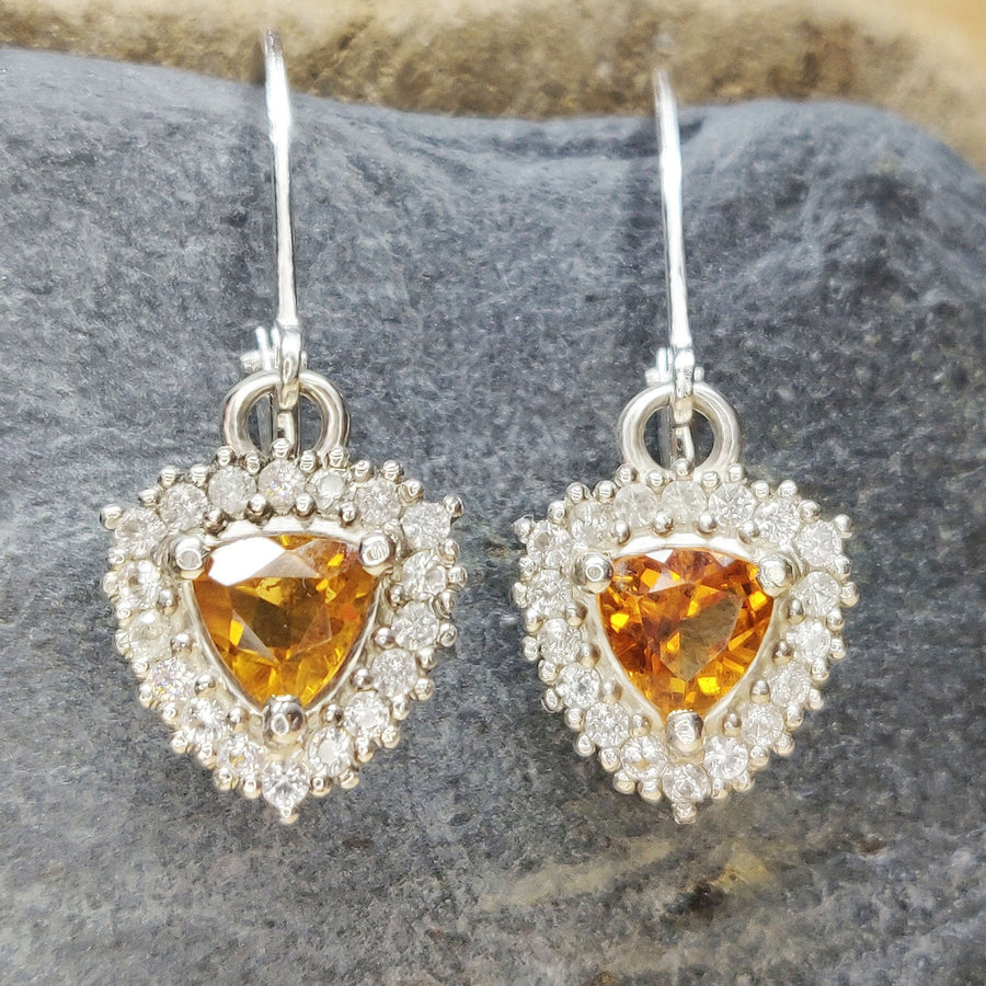 Ethical Argentium Sterling Silver Citrine and Sapphire Cluster Earrings