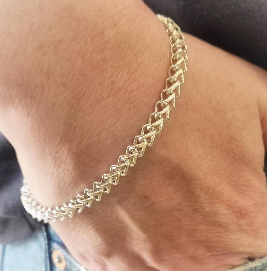 argentium silver bracelet being worn