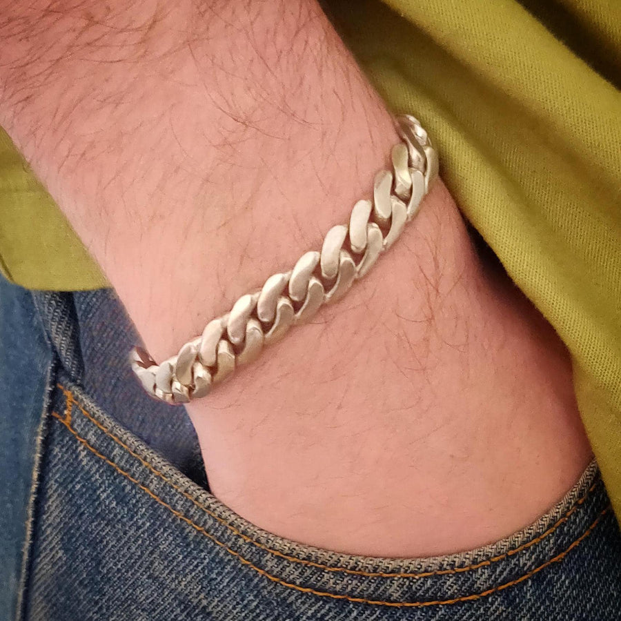 cuban curb design bracelet being worn