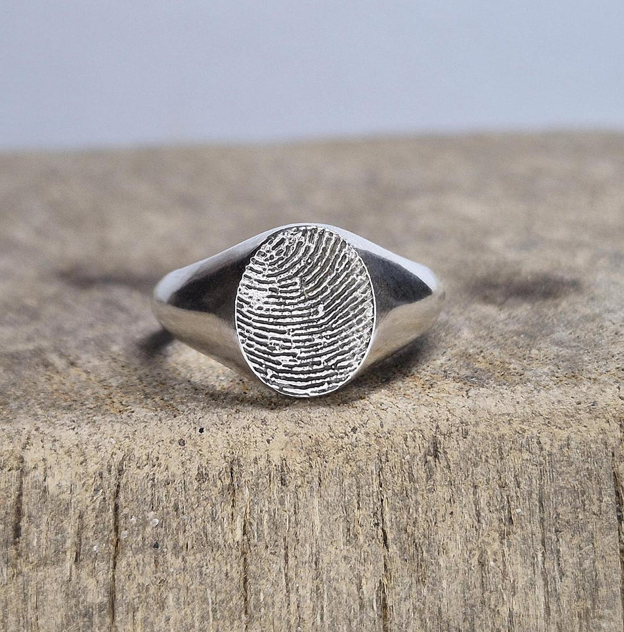 Personalized Argentium Silver Heirloom Fingerprint Signet Ring