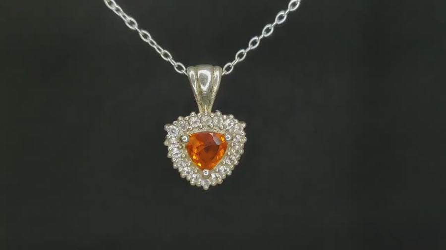 Ethical Argentium Silver Necklace with Trillion Cut Citrine and Sapphire Cluster Gemstones