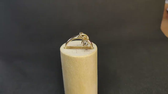 Gold Ring with Diamond Charm in 9K Yellow Gold. Perfect Gift for Her