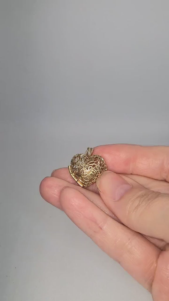 14k Gold Heart Locket: Sleepy Fox in Hedgerow Pendant Necklace - Unique Nature-Inspired Jewelry