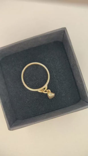 Gold Heart Charm Ring in 9k Yellow Gold – Perfect Gift for Her