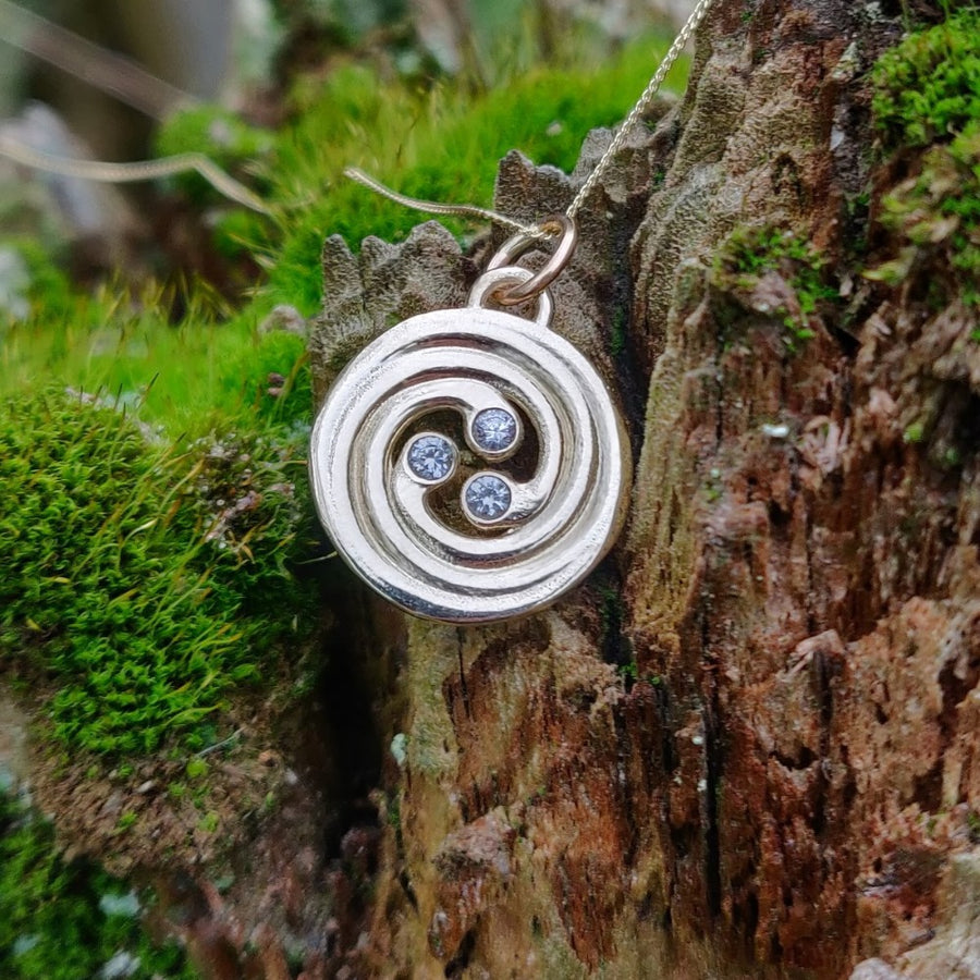 Circinn Sapphire Celtic Spiral Necklace nature