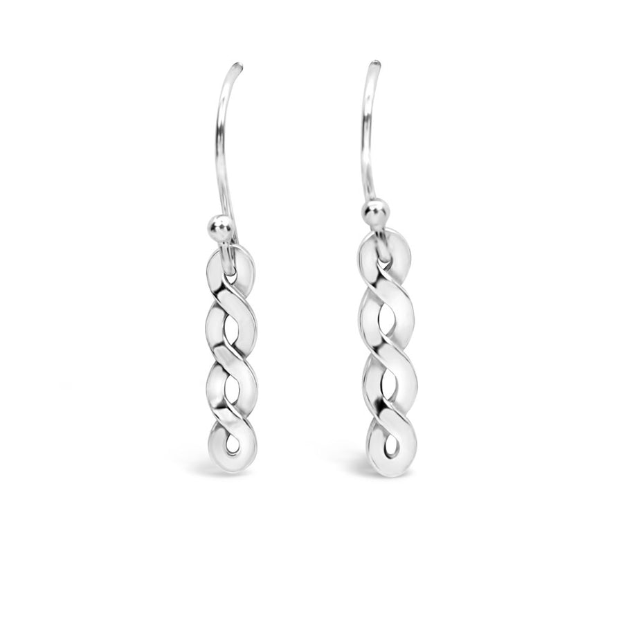 Argentium Silver Celtic Knot Drop Earrings on a White Background
