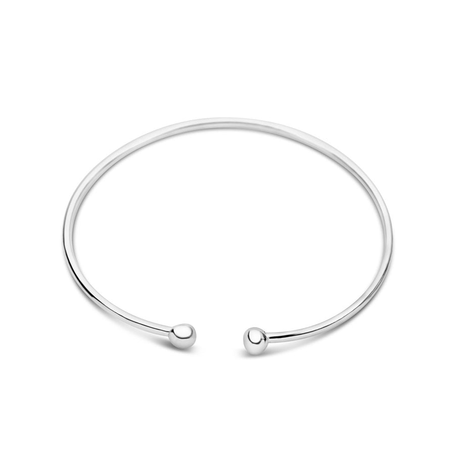 Argentium silver torc bracelet on white background