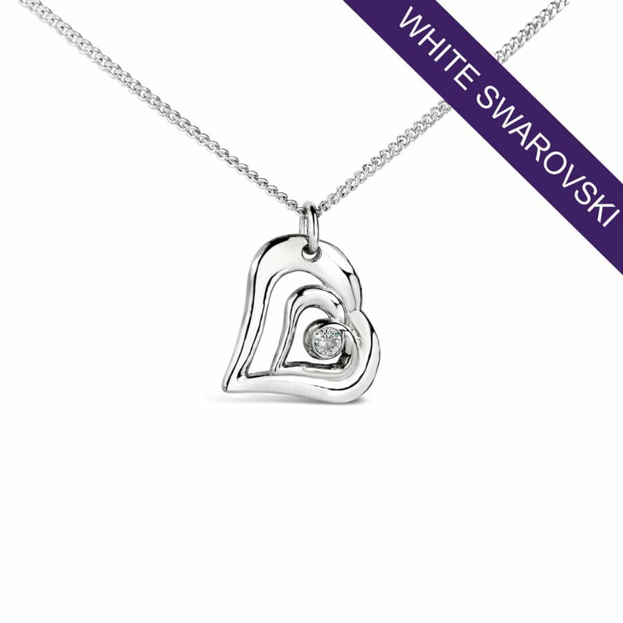 Acushla argentium silver necklace with swarovski stone april birthstone