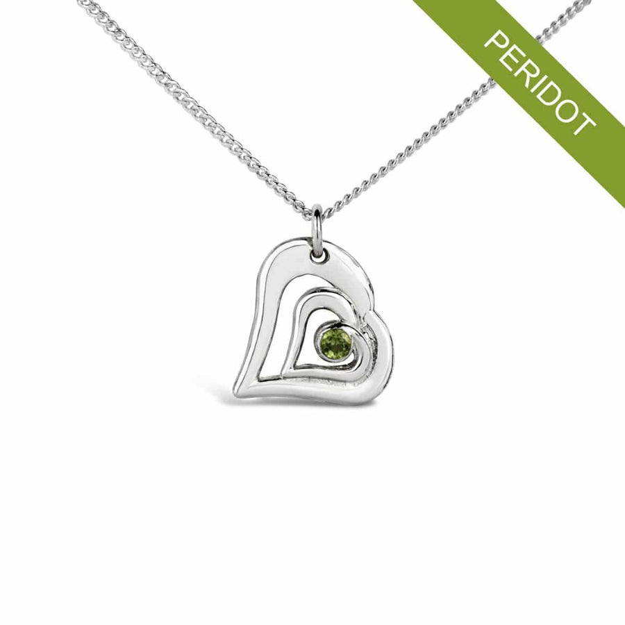 Acushla argentium silver necklace with peridot august birthstone