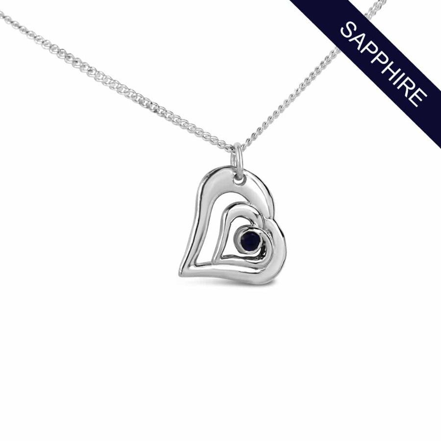 Acushla argentium silver necklace with sapphire september birthstone