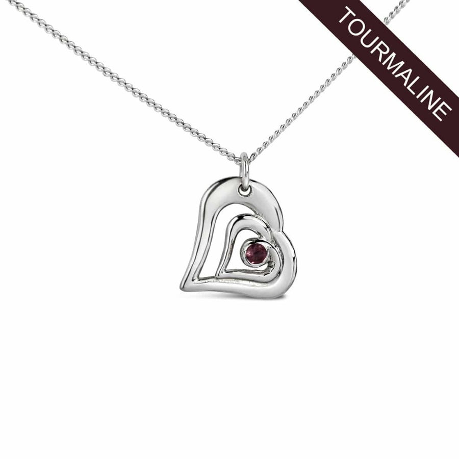 Acushla argentium silver necklace with tourmaline october birthstone