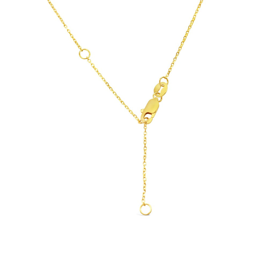 Extendable gold chain on white background
