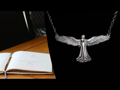 Video of the designing and making of a silver guardian angel necklace